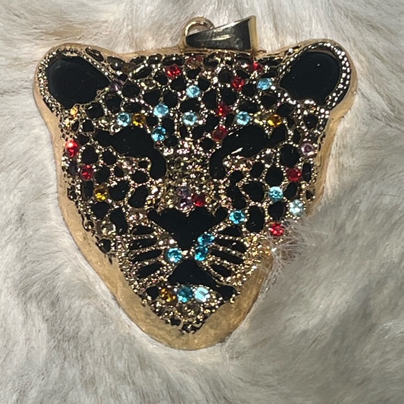 Multicolor Gem Leopard Pendant / keychain/ bag charm - Picture 1 of 5